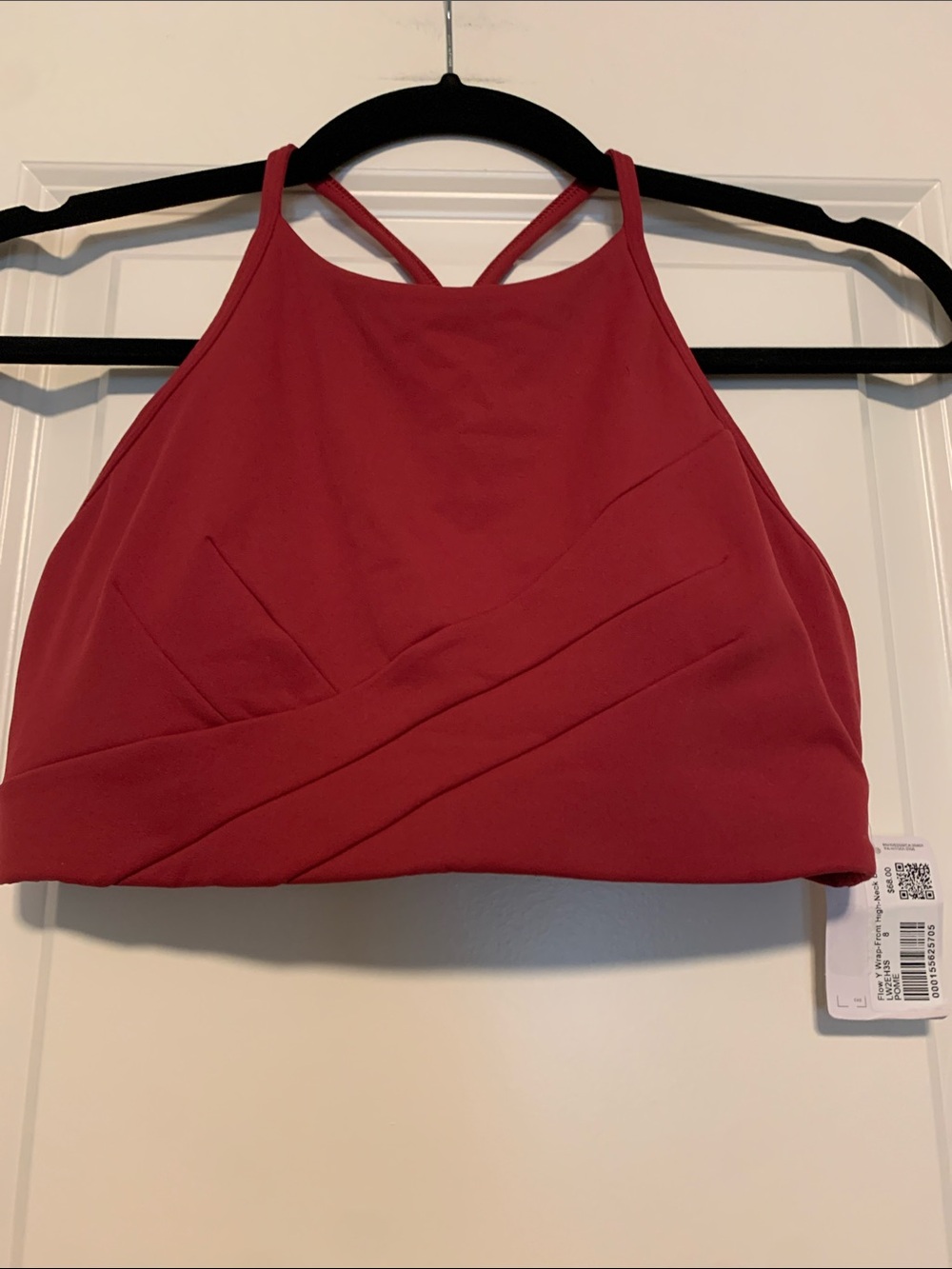 Lululemon Flow Y Wrap- Front High-Neck Bra
Pomegranate, Sz 8, NWT